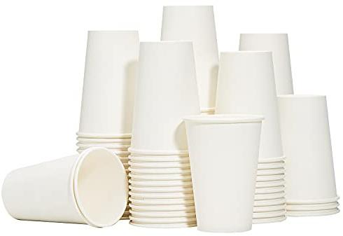 RACETOP Hot Paper Coffee Cups 12 oz [300 Pack], Disposable Coffee Cups 12 oz, Upgraded Weight Of Paper, White