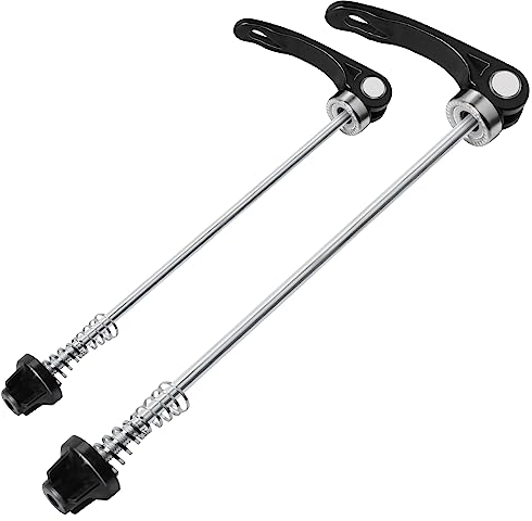 Fizdoqg 2 Piezas Cierre Eje Pasante Rueda Bicicleta, Cierre Rapido Bicicleta para Rodillo Pinchos de Liberación Rápida Cierre Rueda Rodillo Cierre para la Mayoría de Las Bicicletas (Negro)