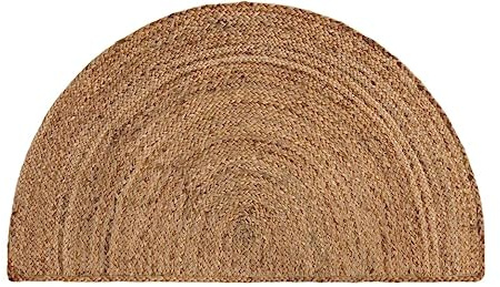 Naturlig jute ytterdörrmatta utomhus välkomstmatta golvmatta halvcirkel jutematta ytterdörr entrématta bondgård golv utanför gångväg uteplats trappor dörrmatta (45 x 90 cm) – beige