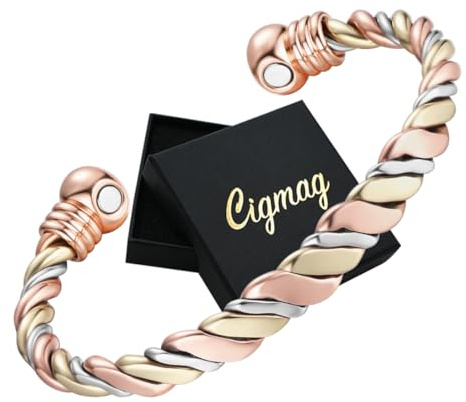 Cigmag Lymphatic Drainage Copper Bracelet for Women Ultra Strength Magnet Solid Pure Copper Magnetic Bracelet Adjustable with Present Box