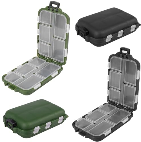 Dncvb Angelbox 4 Stücke Tacklebox 10 Fächer Tackle Box Angeln Köderbox Angeln Professionelle Angelzubehor Box für Haken und Köder