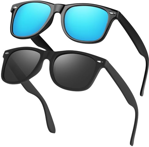 Gtievruo Occhiali da Sole da Uomo Polarizzati Quadrati Occhiali da Sole Retrò Protezione UV400 Occhiali Vintage per Uomo Donna Guida Pesca x Pacco di 2 Occhiali
