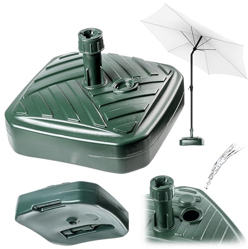 KADAX Supporto per ombrelloni, supporto rotondo per ombrelloni, riempibile con sabbia acqua o ghiaia, supporto in plastica per giardino, terrazza, spiaggia (versione 1 quadrato, verde)