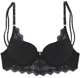 s.Oliver Push-Up-BH mit Spitze in schwarz