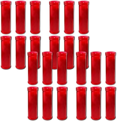 Bricoloco Velón grande litúrgico - Vela Roja para santos, yoga, paz. 270x60 mm combustión lenta hasta 12 días (Velón, 24)