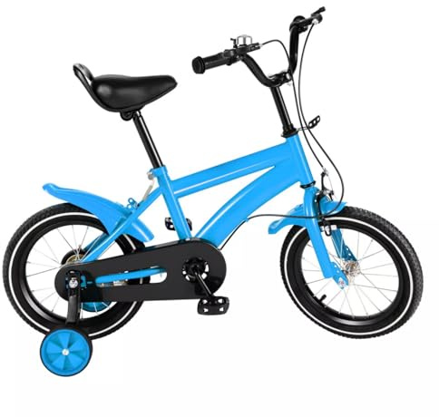 DAOHHFO Vélo pour enfant de 3 à 6 ans avec roues stabilisatrices, double système de freinage, convient aux conducteurs à partir de 3 à 6 ans, siège et accoudoirs réglables, bleu