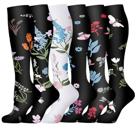 GEYIWSSXY Lot de 6 paires de chaussettes de compression multicolores pour homme et femme, Multicolore - 17, L-XL