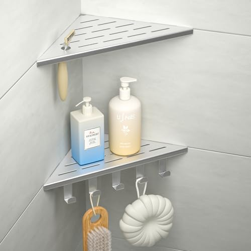 Bernkot Eck-Duschregal Edelstahl 304,Eckregal Dusche 25.4cm,Duschablage Ecke für Badrenovierung,Eckablage Dusche für Geflieste Wände,Gebürstet