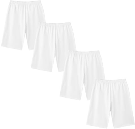 WinZero Girls Shorts Cotton Black Cycling Shorts Girls Over Knee Half Length School PE Dance Summer Shorts for Kids 5-12 Years 4 Pack
