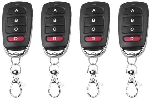 Huybaa Mando Garaje Universal 433Mhz, 4 Piezas Mando Puerta Garaje Universal, Clonador Mando Garaje con 4 Botones, Duplicador Puerta Garaje Codigo Fijo para Puertas de Garaje y Cancelas