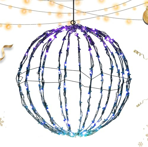 Genérico Luces De Esferas Navideñas Para Exteriores,Esfera Lumínica Plegable para Exterior | Decoración para Árboles Patio Jardín