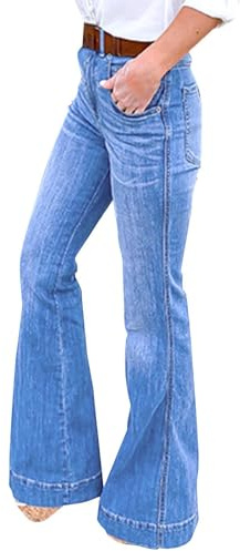Boot Cut Jeans for Women UK Flared Wide Leg High Waisted Ladies Retro Denim Pants