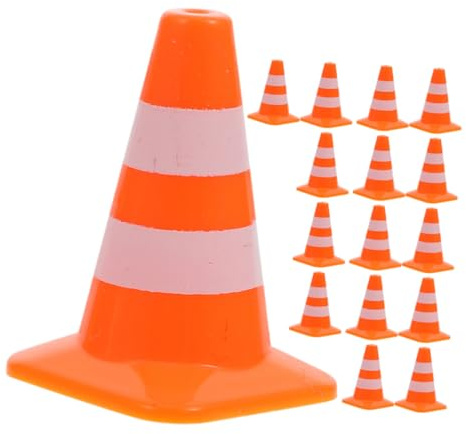 Toyvian 16pcs Miniature Traffic Cones for School Teaching Aids Realistic Road Signs Bright Colors for Educational Play Lightweight Tiny Barricade Models for Learning and Imaginative Play