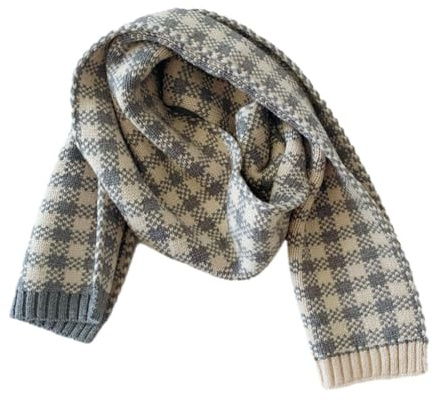 QUXVUIS Bufanda para niños a cuadros, tejido de densidad, a prueba de arañazos, no irritante, moda y duradera, bufanda lana para niños, invierno, Gris