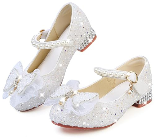 GOGOUP Princess Shoes Girls Mary Jane Low Heels Toddler Glitter Party Wedding Shoes Birthday Cosplay Prom Dress Up Dance Shoes