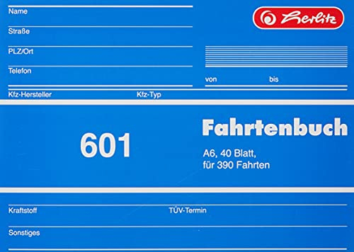 Herlitz Fahrtenbuch A6, 40 Blatt, 1 Stück