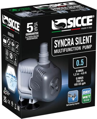 Sicce Syncra Silent 0.5 Multi-Purpose Pump, designed for freshwater and saltwater