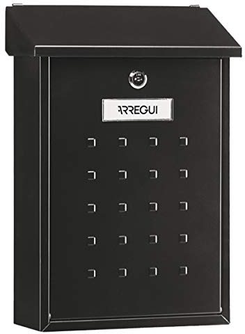 ARREGUI Premium E5604 Buzón Exterior de Acero Tamaño M (Correo DIN A4 y Revistas) | Buzón de Pared Mediano | Buzón de Correo Individual | Antilluvia | Fácil de Instalar | Negro