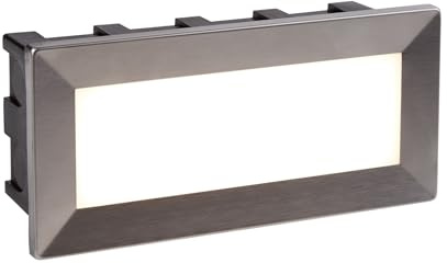 Searchlight 0762 Ankle Rectangular Recessed Outdoor Wall Light in Stainless Steel - Length: 205mm