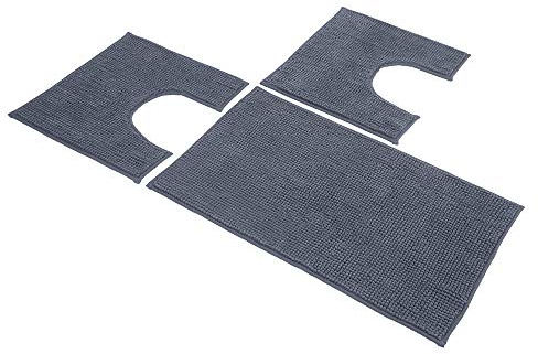 Sophie Maison Poppy Set Tappeti Bagno, 100% Microfibra Poliestere, Pietra, 45 x 75+45 x 4