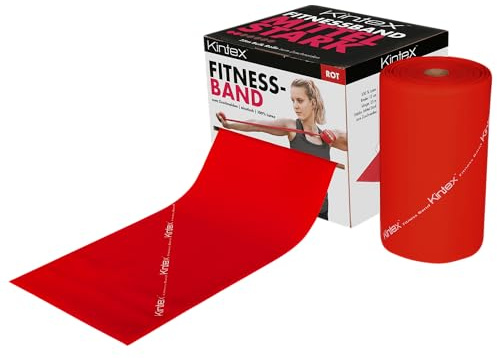 Kintex fitness band in rotolo, 25 m x 15 cm, banda da ginnastica in 5 punti di forza, 100% lattice, banda da allenamento da tagliare a misura, banda di resistenza (Rosso)