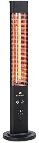 blumfeldt Heat Guru Plus - In & Out Radiant Heater, Stand Heater, Power: 1200 Watts, 9-Hour Timer, Carbon Heating Element, 3 Heating Levels, Housing with Anodised Aluminium Alloy - Black