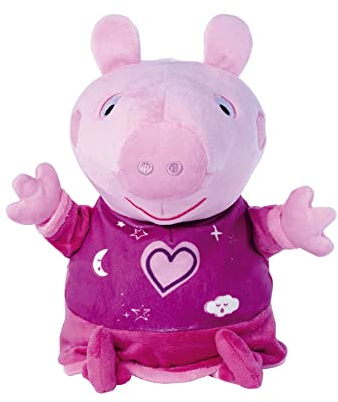 Simba 109261016 - Peppa Pig Gute Nacht Plüsch, 2in1 mit Schlaflied und Schlummerlicht, automatische Zeitabschaltung, 25cm, für Kinder ab den ersten Lebensmonaten
