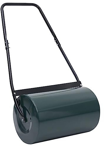 vidaXL Rouleau à Gazon Fertilisation de Pelouse Rouleau de Pelouse Rouleau à Main de Jardin Extérieur Rempli d'Eau ou Sable Vert et Noir 63 cm 50 L
