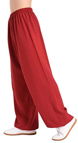 VIRACIN Tai Chi Hose für Herren und Damen, Kampfsporthose, Kung-Fu-Hose, Yoga-Laterne, Jogginghose, Rot, XL