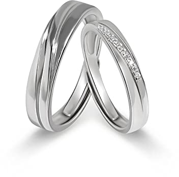 Meissa Verschlungene Paarringe für Damen und Herren 925 Sterling Silber Eheringe Größe verstellbar Jahrestag Ring Set Versprechen Ring (Satz mit zwei Ringen)