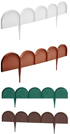 Decorative Garden Fence - IKRA - Lawn Edge Border Palisade Edging Fencing Frost Proof Prevents Grass from Overgroing High Durability Weather Resistance (10 m, Terracotta)