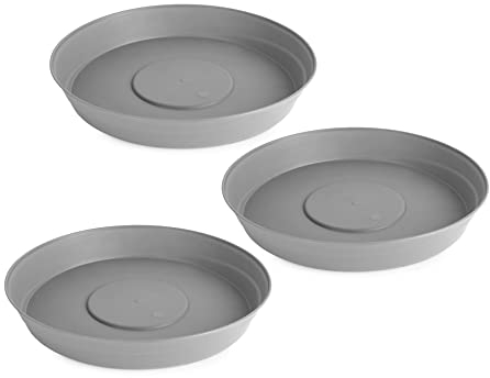 Garronda Untersetzer Blumentopf aus Kunststoff 1 Stück oder 3er Pack Plastik Pflanztopf Pflanzen Untersetzer rund für Pflanztöpfe Set GD-0023 (3 Stück Grau, ⌀ 20cm H 3,5cm)