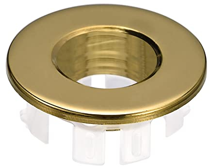 sourcing map Sink Trim Overflow Cover, Sink Overflow Rings Bathroom Kitchen Basin Drain Cover Hole Insert in Round Caps, Gold