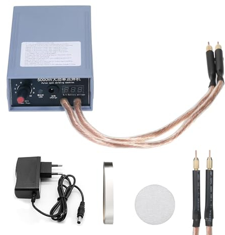 Mulcort 5000 W Soldador por Puntos, Máquina de Soldadura por Puntos Portátil de Alta Potencia, Soldadores Ajustables de Corriente 0-800A para Batería 18650 y Láminas Niqueladas de 0,1 mm a 0,25 mm
