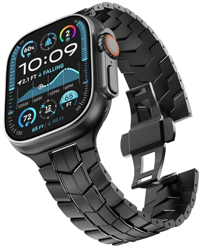 KADES Titan Ersatzarmband Kompatibel mit Apple Watch Armband 49mm 46mm 45mm 44mm 42mm, Luft-und Raumfahrt Taugliches Titanarmband für iWatch Ultra 3 2 1, Series 11 10 9 8 7 6 5 4 3 2 1 SE, Schwarz