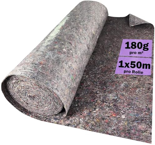 SUBTLETY Malervlies - Rotolo di tessuto non tessuto, 50 m, 180 g/m², antiscivolo, con copertura e protezione per pavimento, larghezza 1 m, per tappezzeria, fai da te
