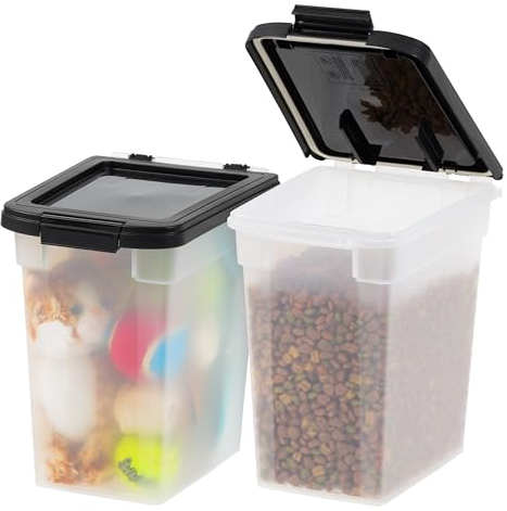 IRIS USA Dog Food Storage Container, 2-Pack, Up to 10 lbs, Black