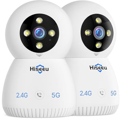 Hiseeu - Indoor Security Camera, 2.4G/5G 5MP for Baby Monitor for Home Security, PTZ 360°, Auto Tracking, 2-Way Audio, Night Vision, Humanoid Detection, No