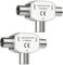 2 X TV Aerial Coax Splitter, Digital Signal Antenna Splitter, 2 Way 1 Male to 2 Female Adapter Connector Joiner, Shielded Metal Housing