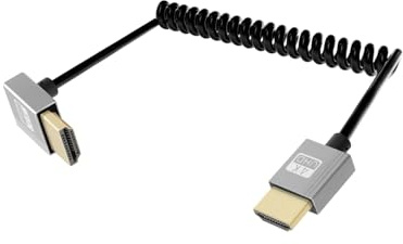 YANBORONSN 4K HDTV spiralkabel, 90 graders uppåtvinklad kort spiralkabel HDTV 2.0 stödjer 4K@60Hz 18Gbps, för kamera, TV, surfplatta (2,2 fot)