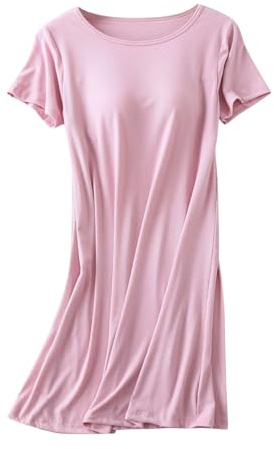 Camicia da notte da donna a maniche corte, alla moda, pigiama estivo da donna, corta, girocollo, morbida biancheria da notte con scollo rotondo, abito da notte, leggero, taglie forti, pigiama da notte