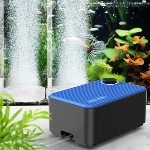 Forever Speed Air Pump Aquarium Ultra Quiet < 30 dB, 2W Aquarium Air Pump for Fish Tank Oxygen Pump Set with Single outlet up to 100L,120 L/H