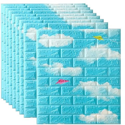 MLHDZ Carta da parati ruvida in schiuma con mattoni 3D, autoadesiva, per decorazione di interni di casa, 10 piastrelle acustiche da parete (70 x 77 cm)