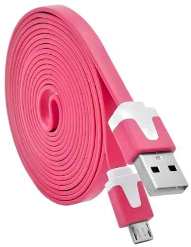 pluX Kindle Charger Cable Micro USB Charging Lead for UK Amazon Kindle, Paperwhite, Fire, Oasis Tablet (Compatible with Kindles 2007-2018) Replacement E-Reader Adapter Wire Fast Charge Cord, Pink