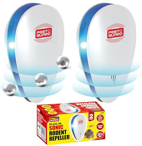 PEST GUARD Ultrasonic Pest Repeller Electronic Mouse Repellent Plug-in, Indoor Mosquito, Spider & Cockroach Control for Safe and Chemical-Free Pest Prevention (Pack of 2)