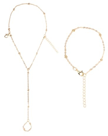 Floruvia Set med handkedjearmband i legering för kvinnor, subtila fingerringar, stapelbara handkedjor, justerbara, hållbara pärlarmband, trendiga enkla kroppssmycken, presenter till