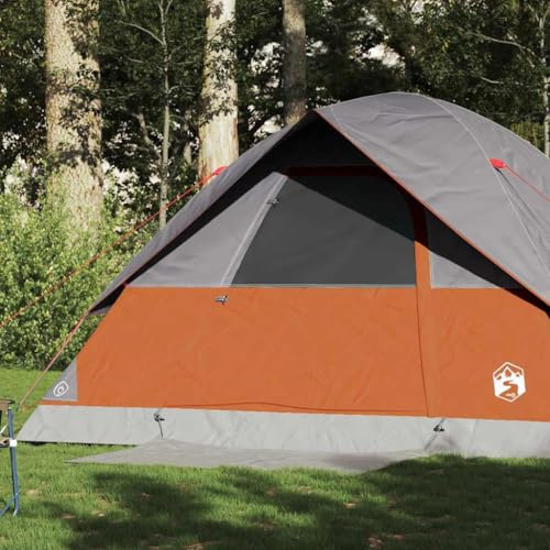 Tente familiale dôme pour 6 personnes, orange, tente de camping étanche avec revêtement en polyuréthane, 305 x 305 cm, pour les aventures en plein air, légère et portable