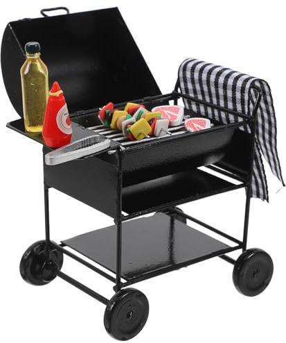TOYANDONA Miniatur-grillset für Puppenhäuser: Modell Eines Grillofens im Maßstab 1:12, Realistisches Grillspielzeug für Kinder, Puppenhaus-küchenzubehör, DIY-basteldekoration (quadratisch, Schwarz)