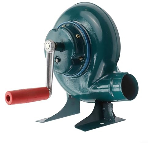 Soffietto manuale a manovella, ventilatore ad aria in ferro, per barbecue, accendifuoco, carbone di avviamento, pompa ad aria per falò, pompa ad aria per cucinare all'aperto, camino portatile (150 W)