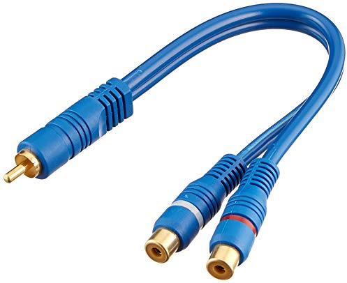 S-CONN - CC40045 Cinch-Y-distributionskabel 1 x hane >2 x hona, dubbel skärmad 365106 blå